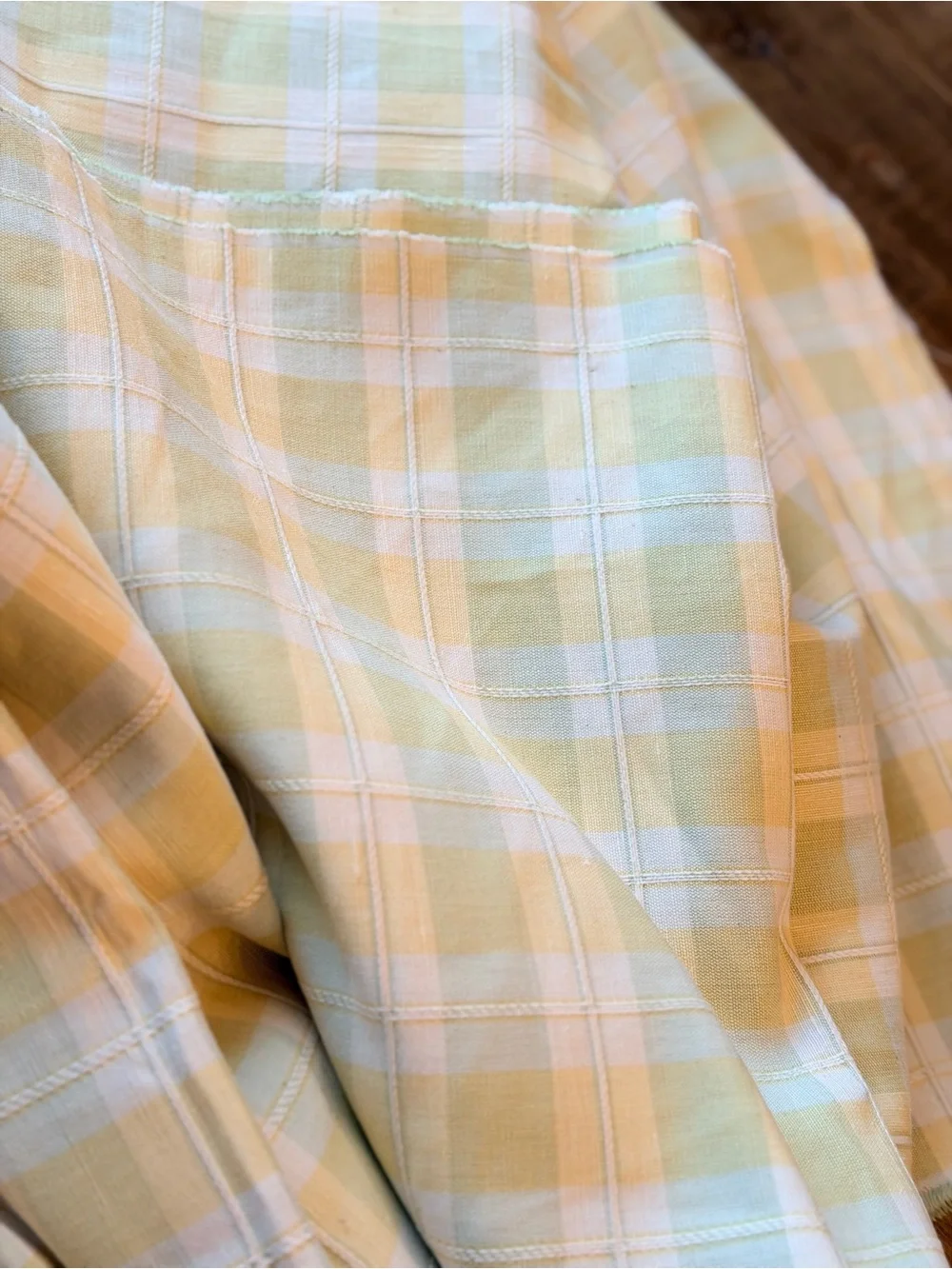 Vintage 80’s Windowpane Corded Gingham Upholstery Fabric. Madras| Plaid | 3 Yds